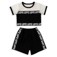 Fashion New Summer Casual Sports Solid Color Letters Printed TwoPiece Childrens Suitpicture14