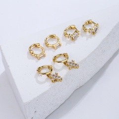 Fashion Copper 18K Gold Zircon Geometric Cross Ear Bone Ring