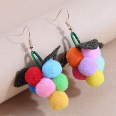 Fashion Simple Grape Cluster Fruit Cloth Colorful Metal Earrings