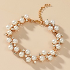 simple style Full Diamond inlaid Pearl alloy Bracelet
