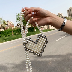 Fashion New Summer Heart Shape Pearl Crossbody Handmade Mini Bag