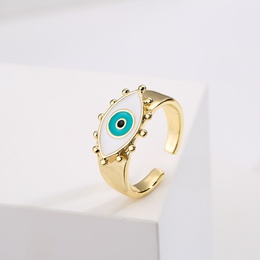 Retro 18K Gold Plating Oil Dripping Devils Eye Geometric Open Adjustable Ring Femalepicture7
