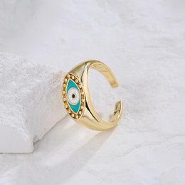 Retro 18K Gold Plating Oil Dripping Devils Eye Geometric Open Adjustable Ring Femalepicture8