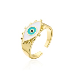 Retro 18K Gold Plating Oil Dripping Devils Eye Geometric Open Adjustable Ring Femalepicture11