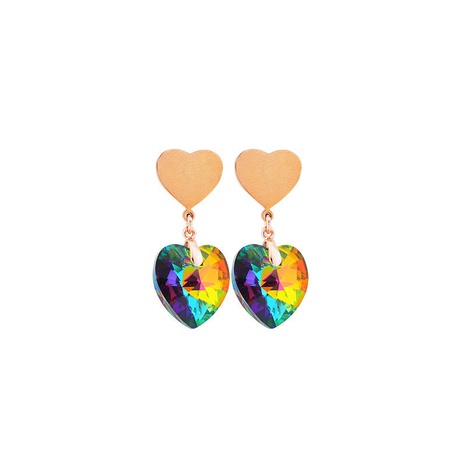 Fashion Colorful Heart Imitation Crystal Classic Women's Copper Earrings's discount tags