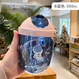 Astronaut niedlichen Kunststoff Doppels chicht Stroh Tasse kreative Geschenk Tasse groe Kapazitt Kinder Gleit abdeckung Wasser Tassepicture10