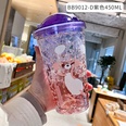 Cartoon Kunststoff Tasse Niedlichen Ausdruck Druck Bounce Tasse mit Stroh Mdchen Tumbler Ice Crushing Kinder Wasser Tassepicture18