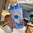 Cartoon Kunststoff Tasse Niedlichen Ausdruck Druck Bounce Tasse mit Stroh Mdchen Tumbler Ice Crushing Kinder Wasser Tassepicture25