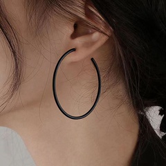 Mode Einfache Schwarze Runde Förmigen Kreis Legierung Ohrringe Neue