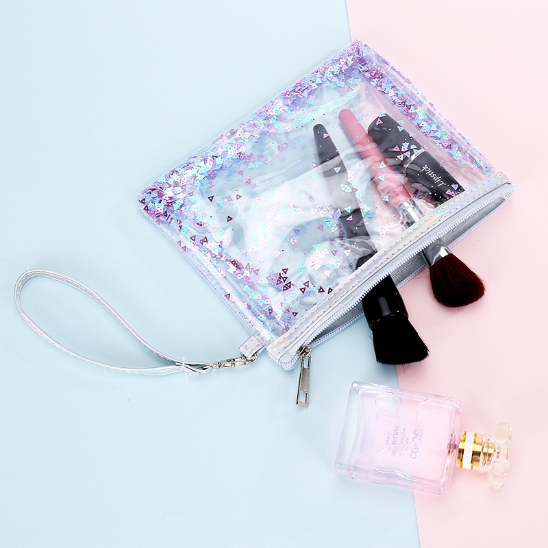 Mode Neue Transparent Kosmetische frauen PVC Pailletten Tasche