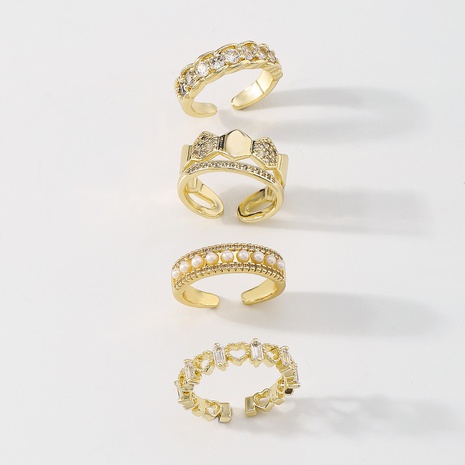 Mode Einfache Unregelmäßige Geometrische Kupfer Zirkon Ring's discount tags