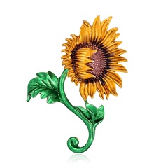 Fashion Alloy Natural Sunflower Shaped Alloy Brooch Dripping Accessories