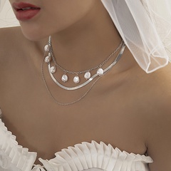 Fashion Ornament Vintage Imitation Pearl Ethnic Twin Bridal Necklace