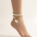 Fashion Simple Double Layer Imitation Pearl  Ethnic Style Foot Ornaments Portrait Alloy Anklet Setpicture11