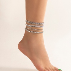 Conjunto de tobilleras de aleación de cadena de Metal de playa para mujer con adornos de pie de diamantes de imitación de cadena de garra de moda