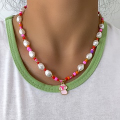 Mode Ethnischen Stil Bunte Bead Mushroom Imitation Perle Vintage Halskette