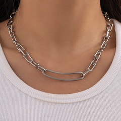 Fashion Punk Geometric Metal Stitching Clavicle Chain Hip Hop Hollow U-Shaped Buckle Iron Necklace