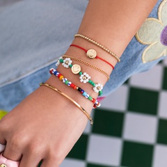 Ethnic Style Colorful Bead Mixed Woven Handmade Daisy Smiley Face Bracelet Set