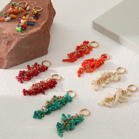 Nuevos pendientes de cobre con colgante de piedra Natural de color en contraste a la moda's discount tags