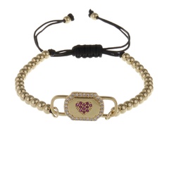 Fashion Heart-Shape Lock Creative Inlaid Zircon  Milan Rope Drawstring Copper Bracelet Mother's Day
