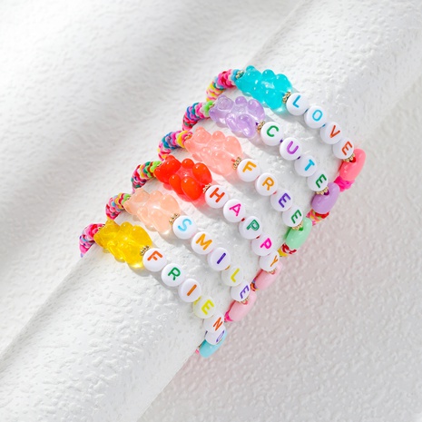 Fashion Popular Cute Clay Resin Bear Funny Woven Bracelet's discount tags