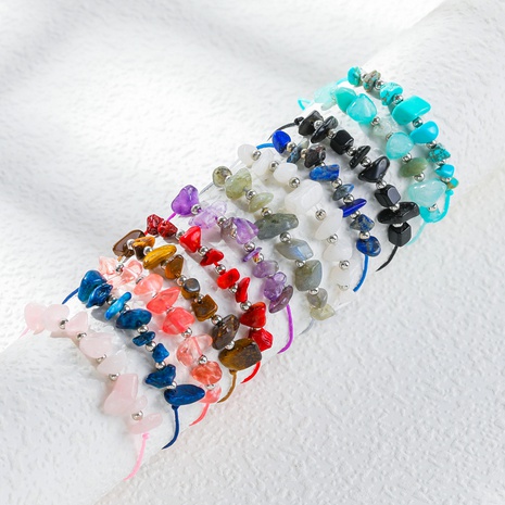 Pulsera de piedra de cristal de forma irregular tejida multicolor creativa's discount tags