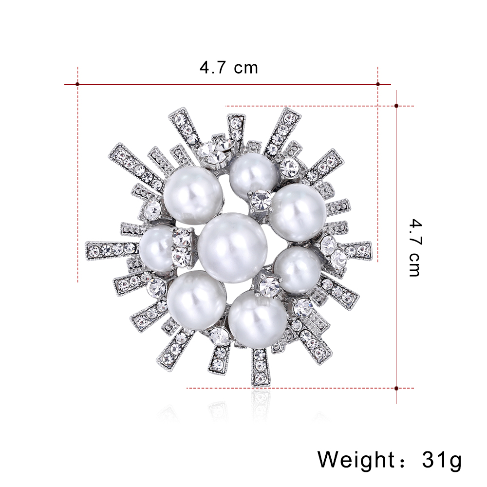 Fashion Alloy Rhinestone Pearl Sunflower Shaped Brooch Clothing Accessoriespicture1