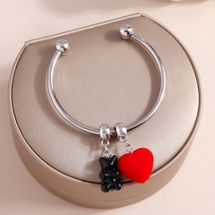 Cute Candy Color Resin Bear Heart open Bracelet