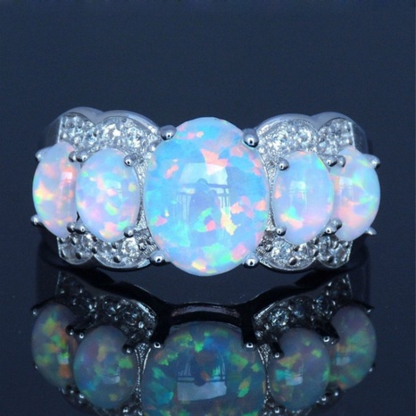 Adorno de anillo de aleación de ópalo con incrustaciones geométricas elegantes de moda's discount tags
