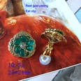 vintage flowers shaped gemstone folding retro pearl earrings brooch wholesalepicture21