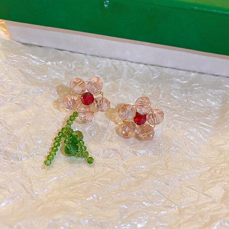Mode Einfache Asymmetrische Blume Kristall frauen Ohrringe Ohrgehänge's discount tags