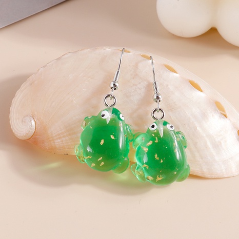 Fashion green semi-transparent Frog Animal Turtle Pendant Earrings's discount tags