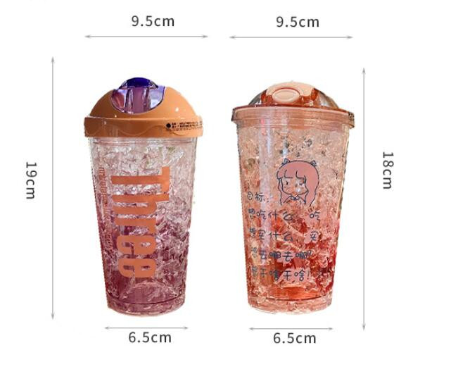 Cartoon Kunststoff Tasse Niedlichen Ausdruck Druck Bounce Tasse mit Stroh Mdchen Tumbler Ice Crushing Kinder Wasser Tassepicture2