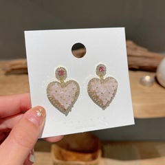 Fashion Simple Pink Heart Shape Geometric Women Alloy Earrings Eardrops