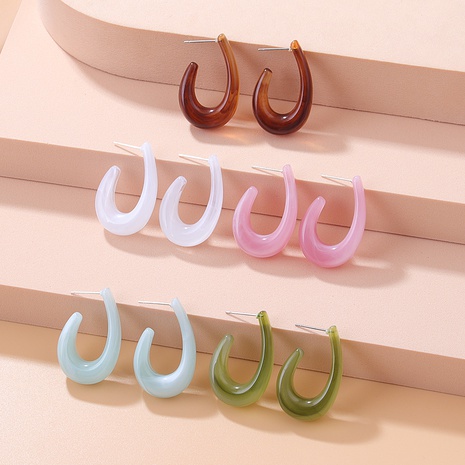 Fashion New Multi-Color Geometric U-Shaped Resin Acrylic Earrings's discount tags