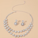 Mode Zweireihig Zirkon Perle Halskette Ohrringe Suite Hochzeit Zubehrpicture4