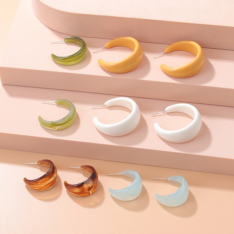Fashion New C- Shaped Resin Acrylic Simple Retro Earrings's discount tags