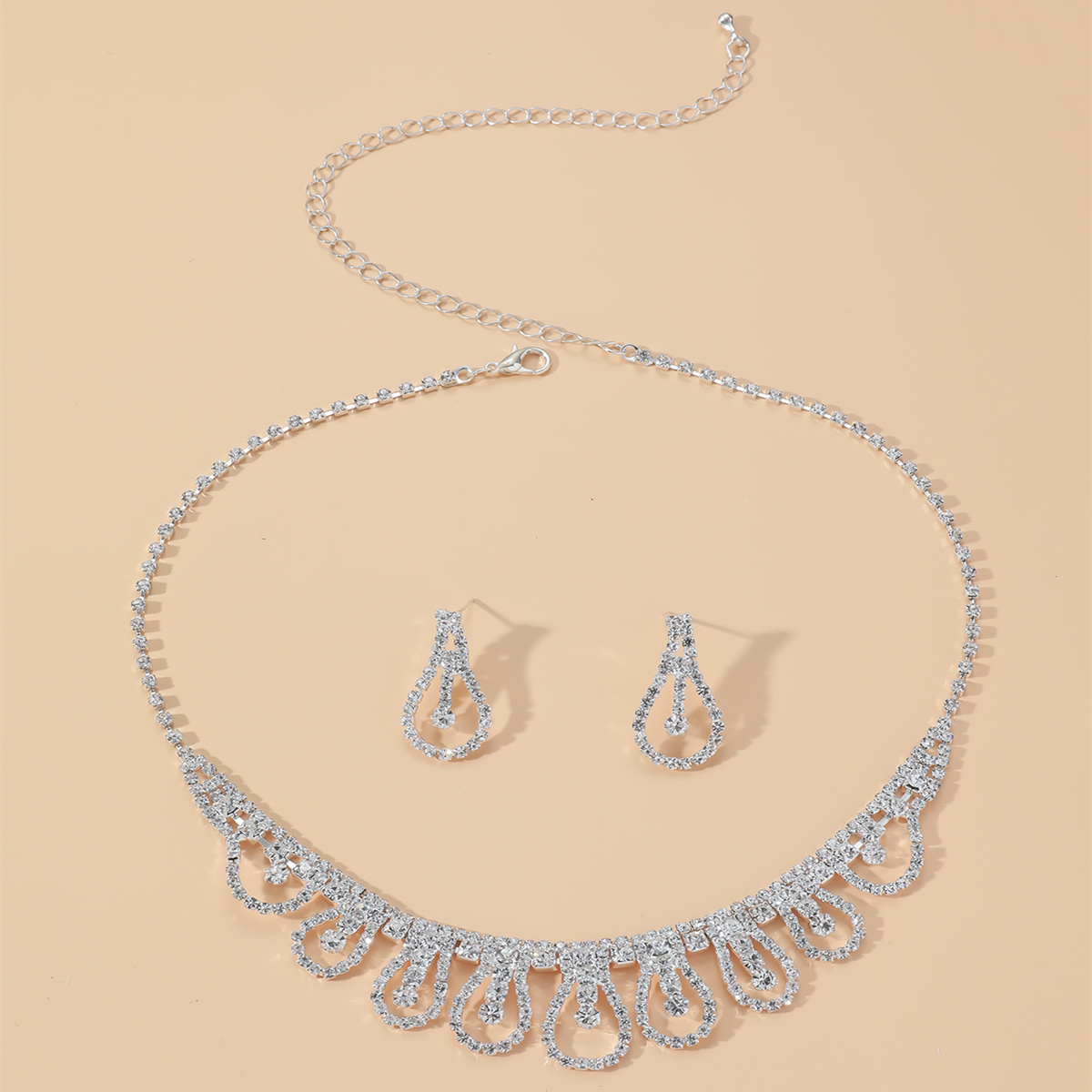 Conjunto de collar de pendientes de gota de agua accesorios de boda de diamantes de imitacin de novia de modapicture2