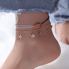 2022 New Starfish Shell pendant double layer alloy Anklet