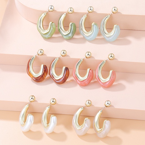 Fashion New Color Retro U-Shaped Resin Geometric Simple Irregular Earrings Women's discount tags