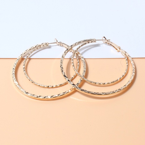 Fashion Double Layer Big Circle Geometry Carved Earrings Accessories 's discount tags