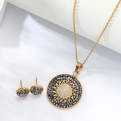 2022 New Fashion Simple round 18K Gold Plated Geometric Copper Necklace Earrings Set