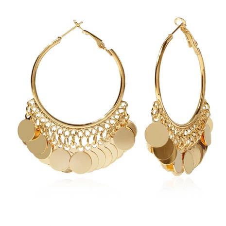Fashion Jewelry Metal Wafer Tassel Earring Geometric Gold Long Earrings's discount tags