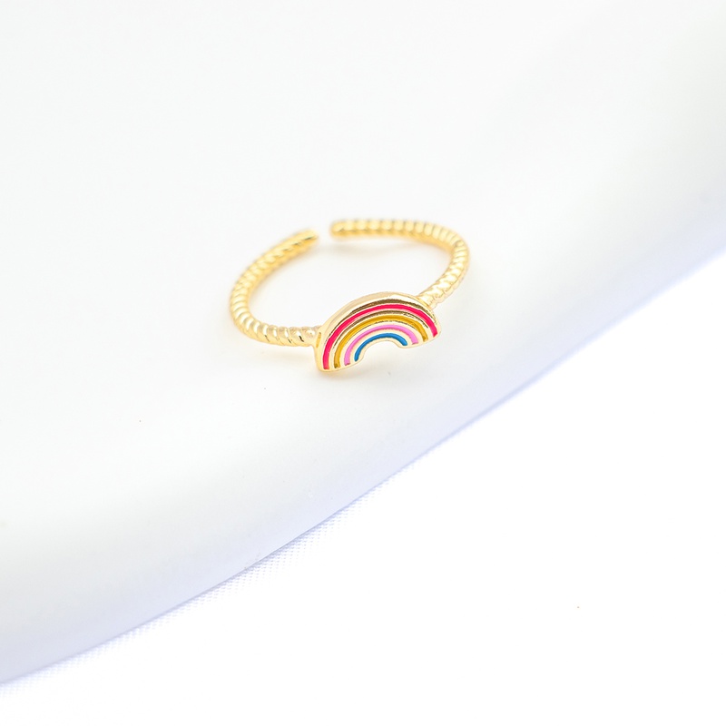 Mode Candy Farbe ffnung berzogene 18K Gold Regenbogen Kupfer Ring