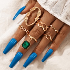 Nuevo estilo étnico cinco puntas estrella Esmeralda diamante-tachonado anillo de seis piezas
