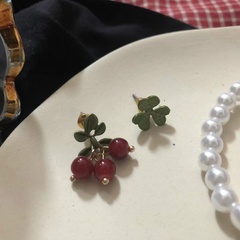 Mode Einfachheit Asymmetrische Blume Blätter Cranberry Eardrop Frauen