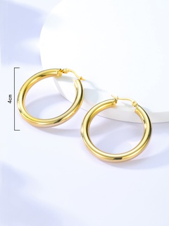 Classic Simple Circle Geometric 18K Gold Plated Copper Earrings Pair