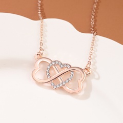 New simple necklace women's micro-set zircon love necklace niche design bow necklace Korean version heart-shaped clavicle chain