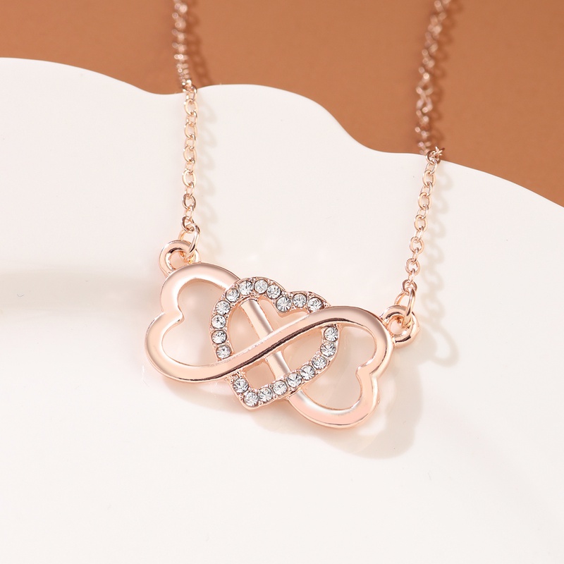 New simple necklace women39s microset zircon love necklace niche design bow necklace Korean version heartshaped clavicle chain