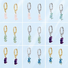 Popular European and American creative crystal stone ear clips retro ear studs fresh gold light luxury earrings ladies earrings